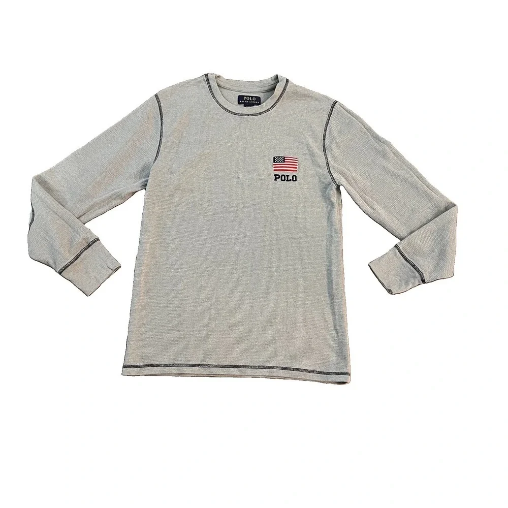 Polo Ralph Lauren Sleepwear Men's Waffle Knit Thermal  Medium Flag Americana